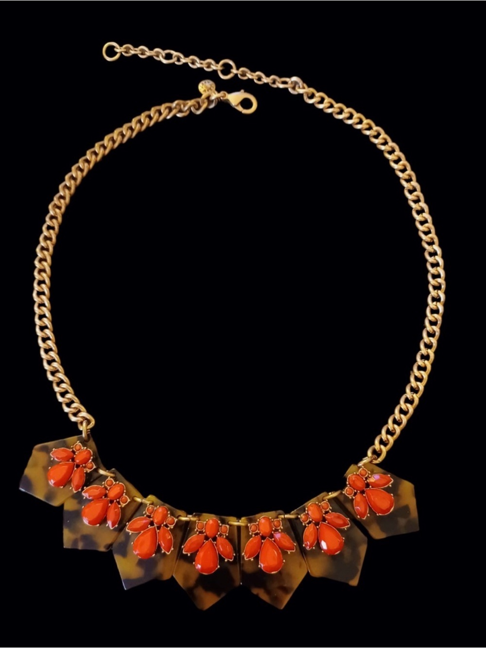 J.crew gold tone tortoise shell acrylic rhinestone cluster statement